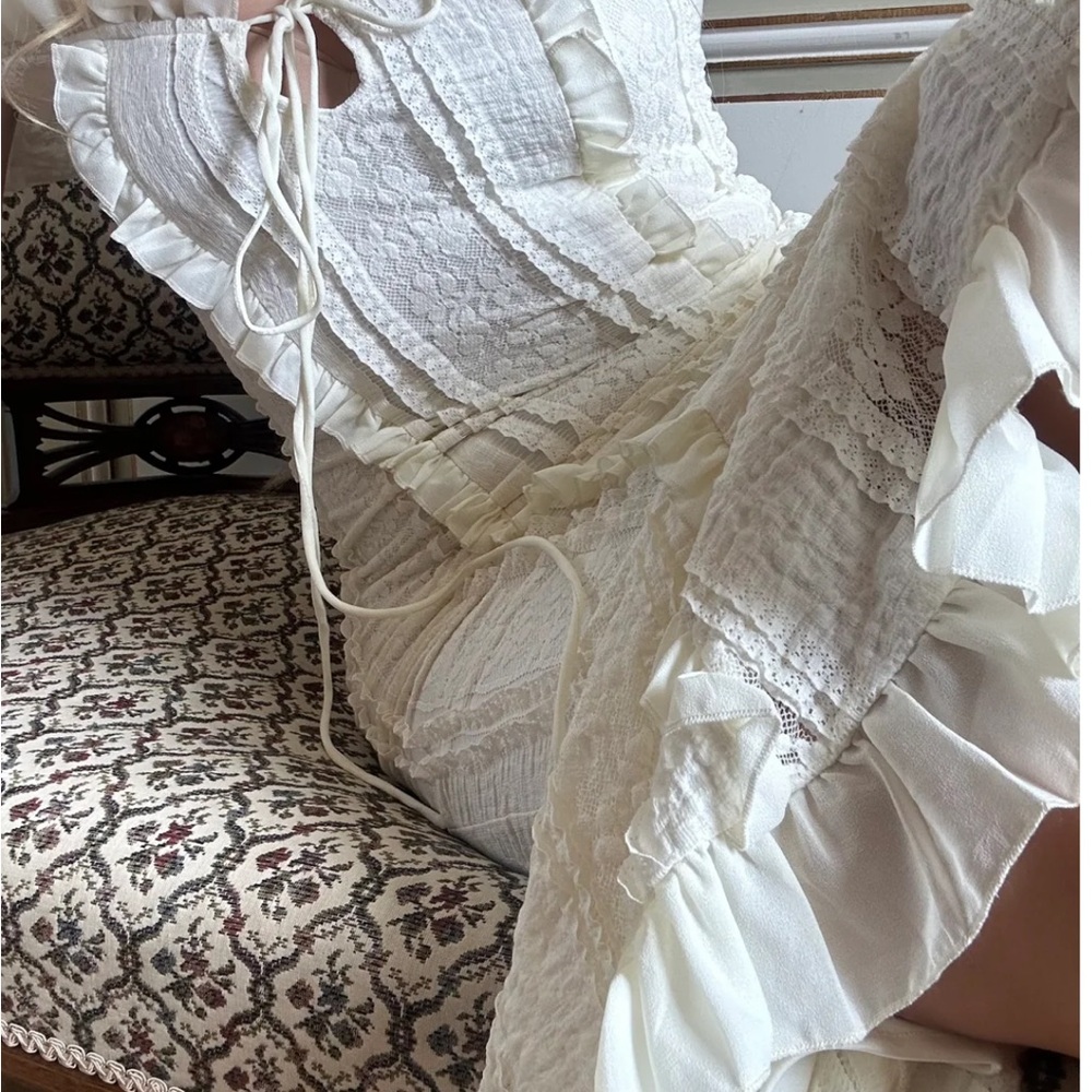 Ivory Ruffle-Trim Maxi Dress - Picture 6 of 16